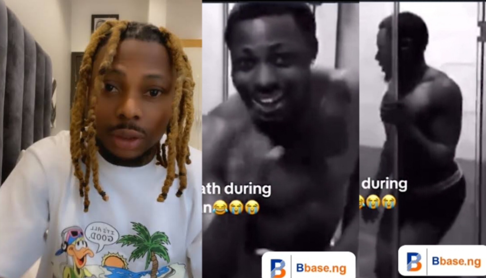 Asake running away from water while taking his bath during this harmattan period (Watch Video)