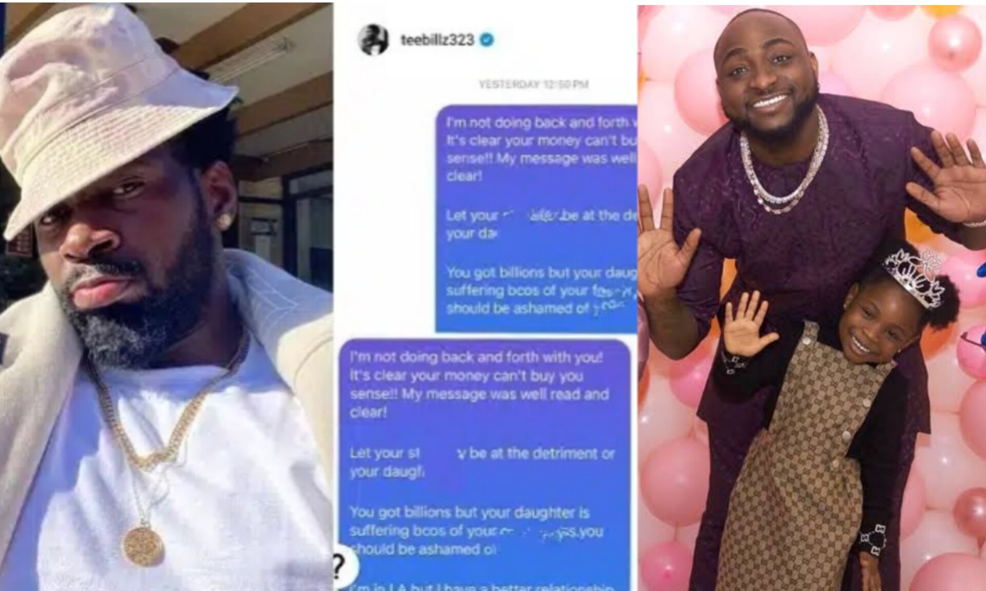 Teebillz Leaks Chat Alleging Davido's Two-Year Absence from Daughter Imade