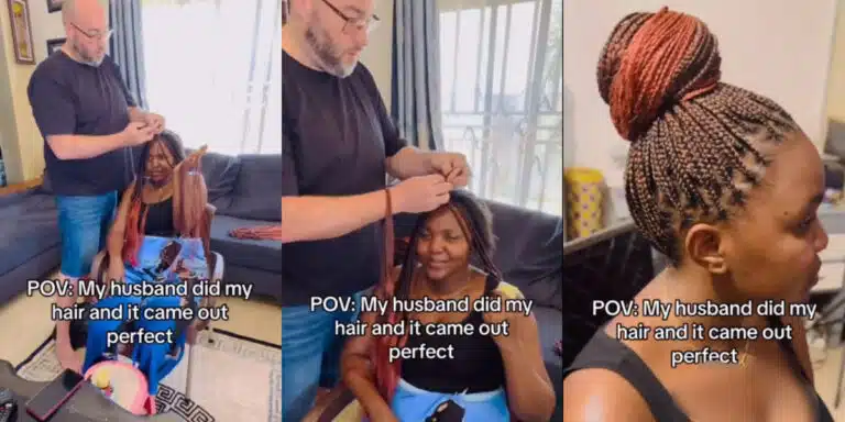 Internet Goes Wild: Woman Shares Sweet Video of Caucasian Husband Braiding Her Hair