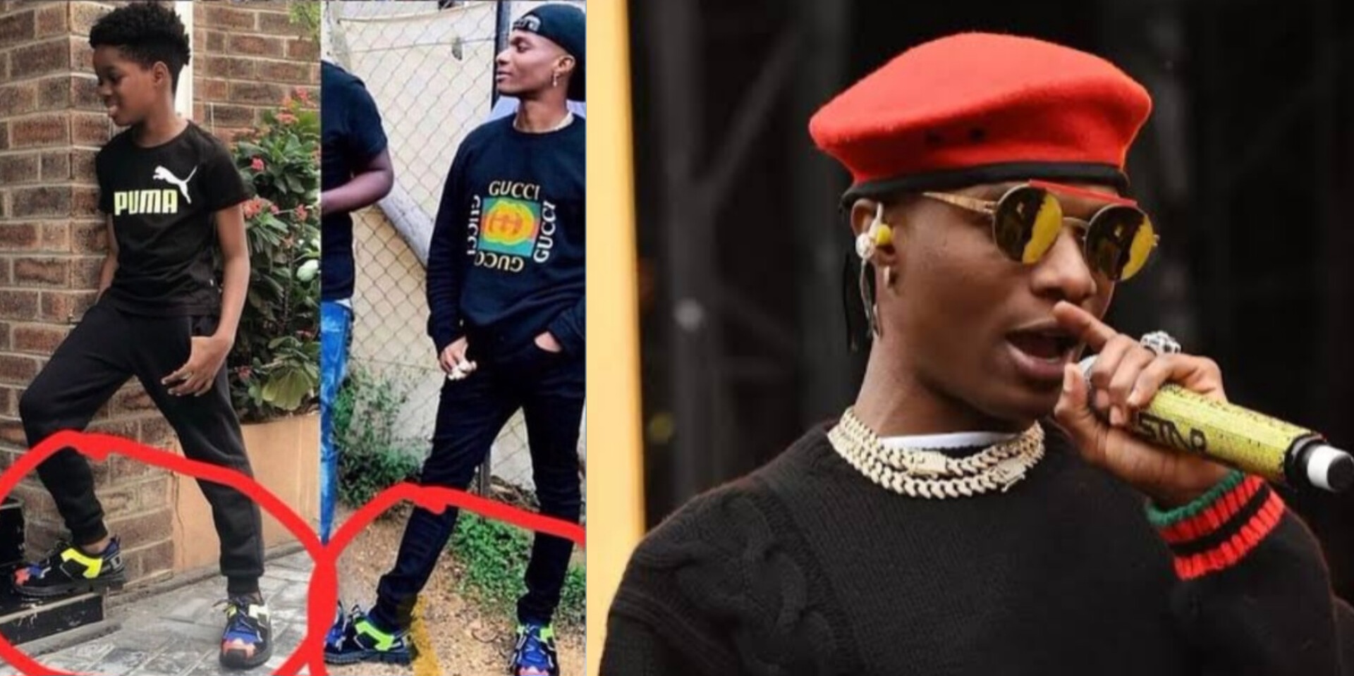 Picture of Wizkid and his son, Boluwatife, both wearing the same shoes, gets a lot of attention because of the argument with Davido.