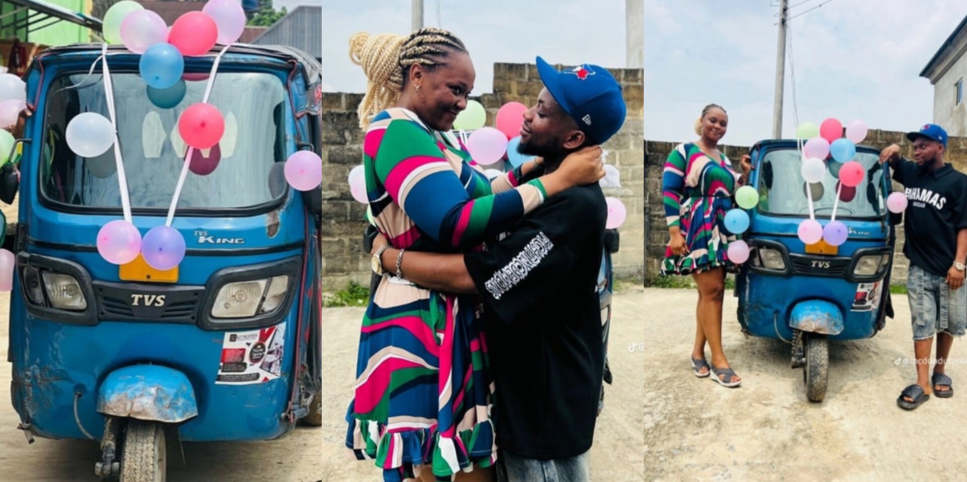 Nigerian Man Gifts Girlfriend a Pre-Owned Tricycle as a Token of Appreciation