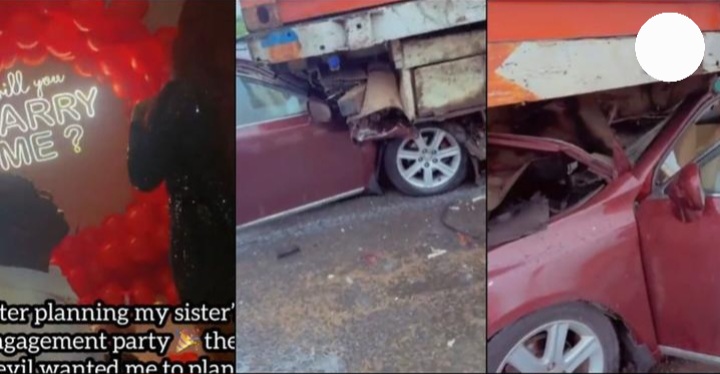 A Lady Survives Car Crash Hours After Getting Engaged, Shocking Video Shared